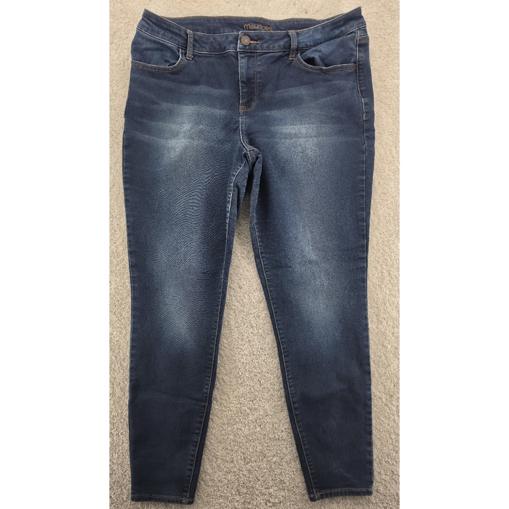 Maurices women's cuffed skinny jeans size XL stretch ankle slits med dark wash